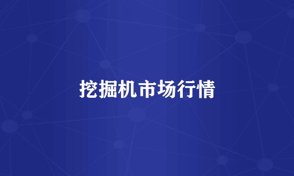 挖掘机市场行情