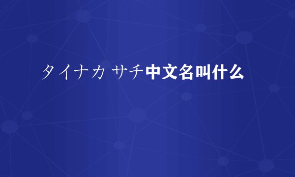 タイナカ サチ中文名叫什么
