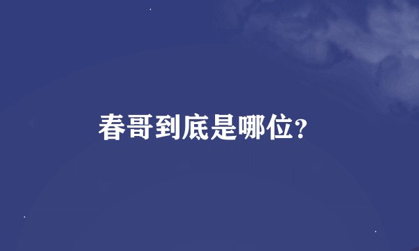 春哥到底是哪位？