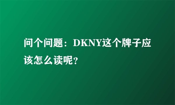 问个问题：DKNY这个牌子应该怎么读呢？