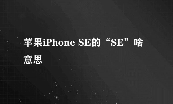 苹果iPhone SE的“SE”啥意思