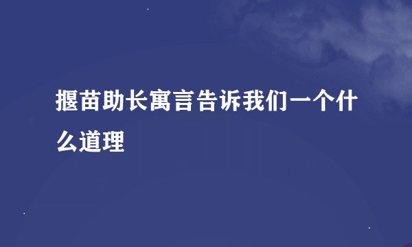 揠苗助长寓言告诉我们一个什么道理