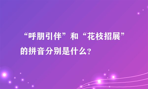“呼朋引伴”和“花枝招展”的拼音分别是什么？