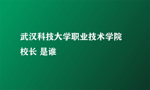 武汉科技大学职业技术学院 校长 是谁