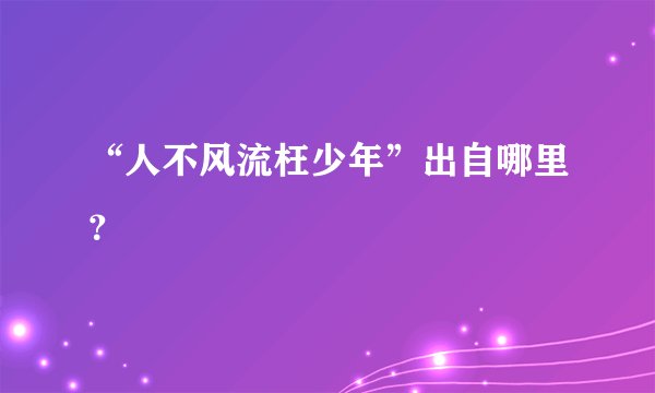 “人不风流枉少年”出自哪里？