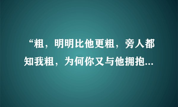 “粗，明明比他更粗，旁人都知我粗，为何你又与他拥抱”是什么歌的歌词呀?