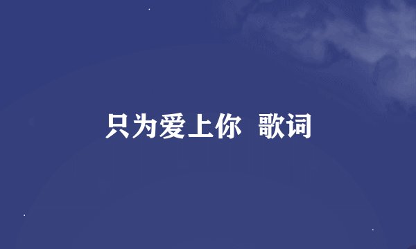 只为爱上你  歌词