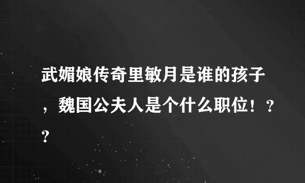 武媚娘传奇里敏月是谁的孩子，魏国公夫人是个什么职位！？？