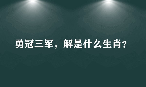 勇冠三军，解是什么生肖？