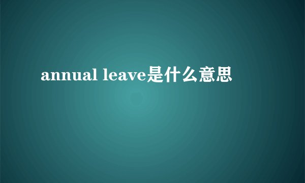 annual leave是什么意思