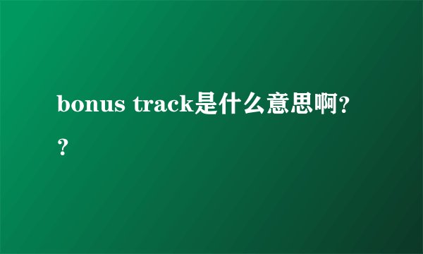 bonus track是什么意思啊？？