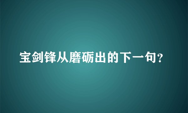 宝剑锋从磨砺出的下一句？