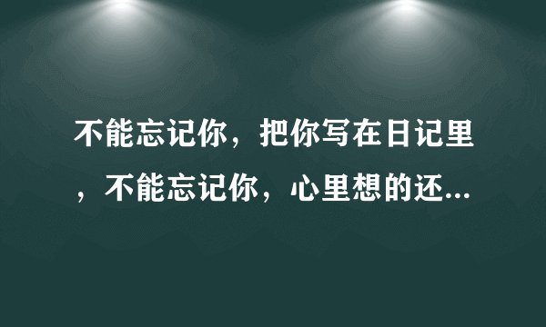 不能忘记你，把你写在日记里，不能忘记你，心里想的还是你…请问这首歌叫什么名字啊？