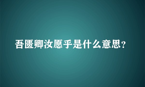 吾匮卿汝愿乎是什么意思？