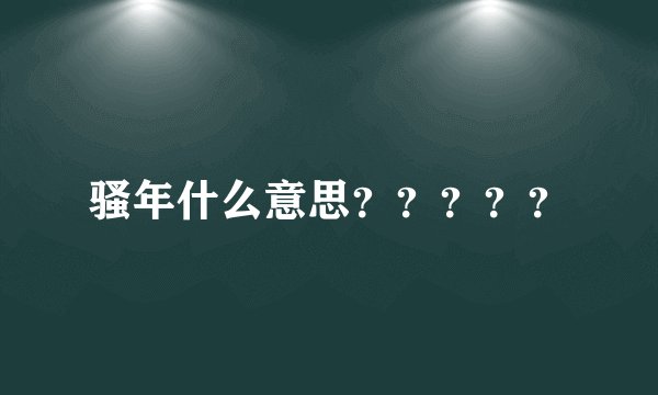 骚年什么意思？？？？？