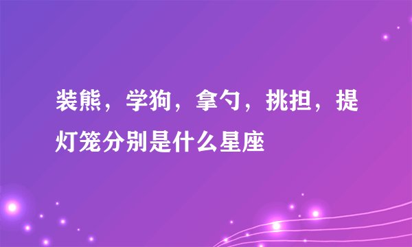 装熊，学狗，拿勺，挑担，提灯笼分别是什么星座