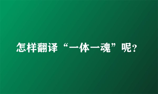 怎样翻译“一体一魂”呢？