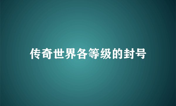 传奇世界各等级的封号