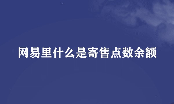 网易里什么是寄售点数余额