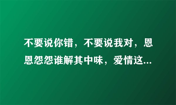 不要说你错，不要说我对，恩恩怨怨谁解其中味，爱情这杯酒谁喝都能醉。这首歌叫啥名字