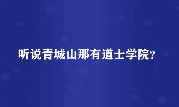 听说青城山那有道士学院？