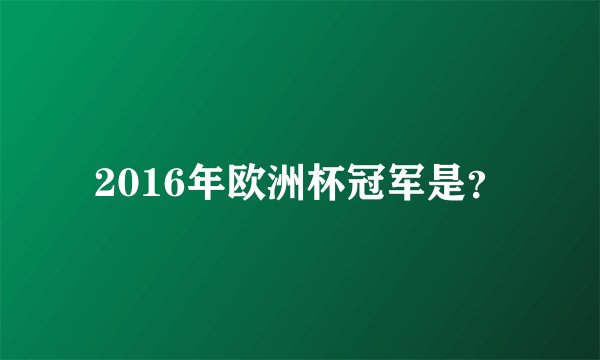 2016年欧洲杯冠军是？