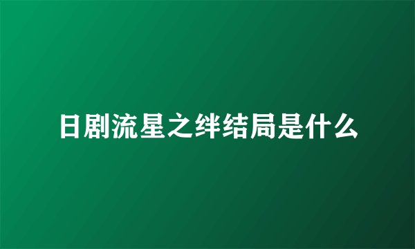 日剧流星之绊结局是什么