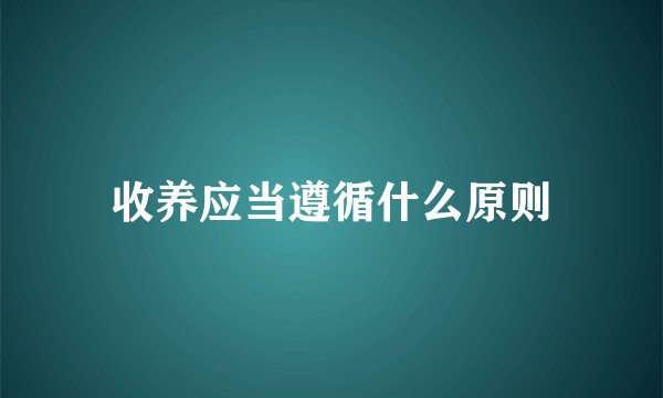收养应当遵循什么原则