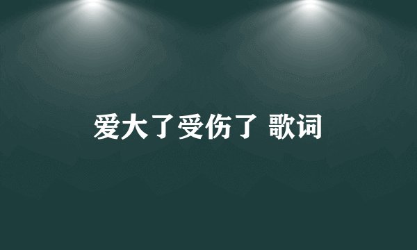 爱大了受伤了 歌词