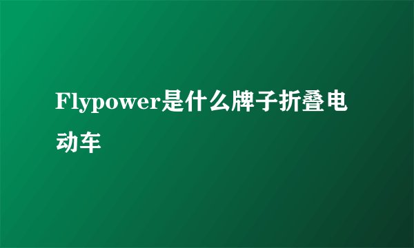 Flypower是什么牌子折叠电动车