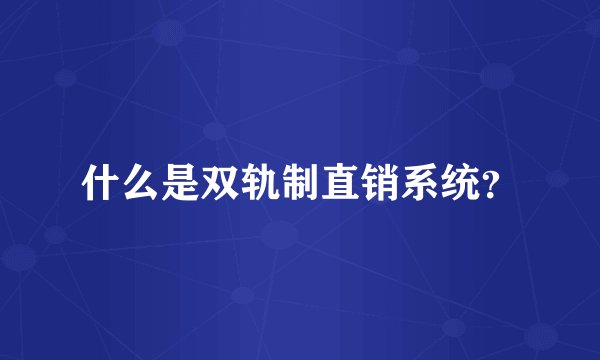 什么是双轨制直销系统？