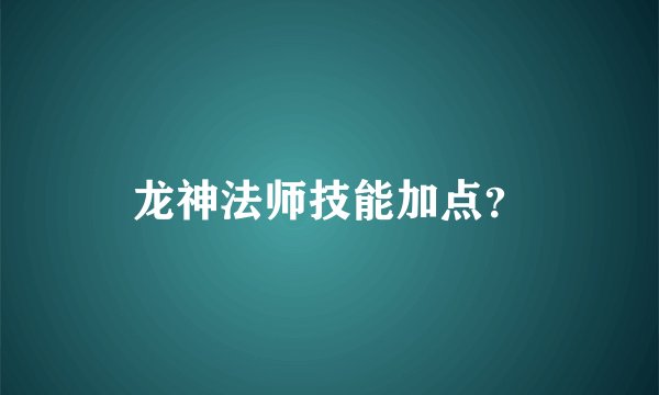 龙神法师技能加点？