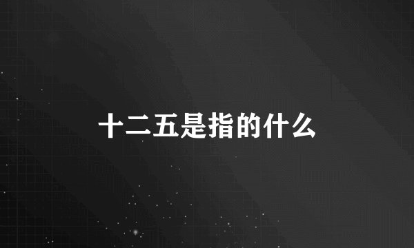 十二五是指的什么
