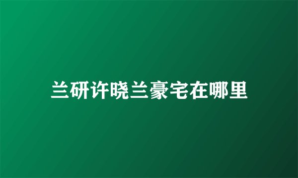 兰研许晓兰豪宅在哪里