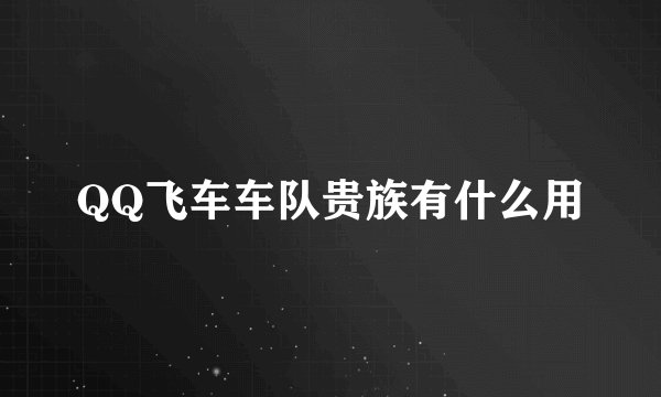 QQ飞车车队贵族有什么用