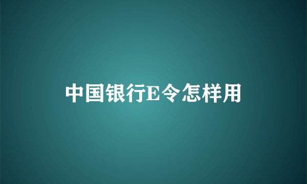 中国银行E令怎样用
