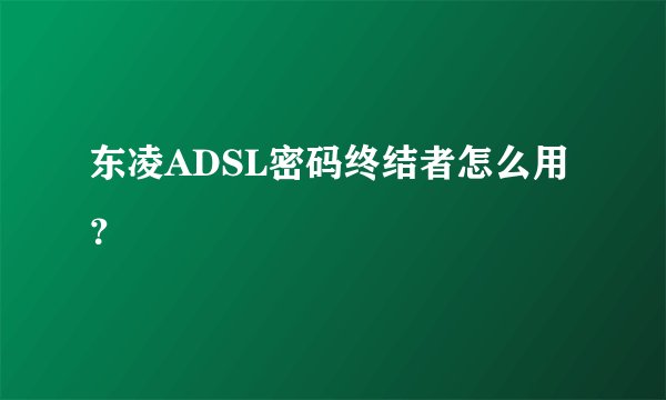 东凌ADSL密码终结者怎么用？