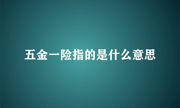 五金一险指的是什么意思