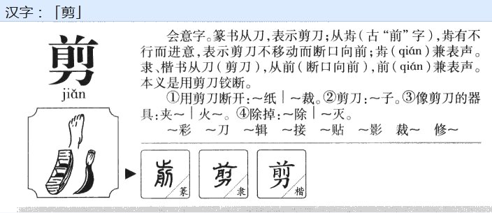 剪字用部首查字法先查什么部？