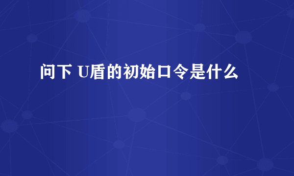 问下 U盾的初始口令是什么