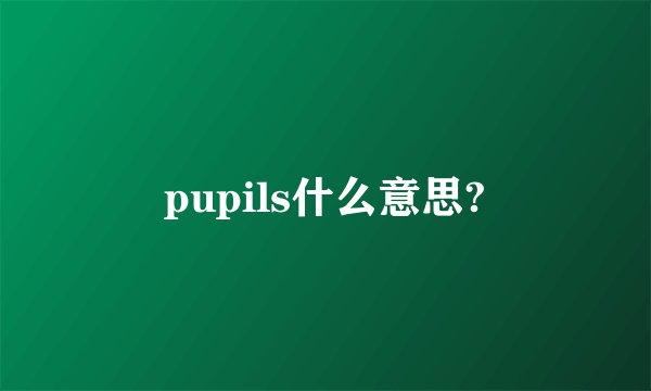 pupils什么意思?