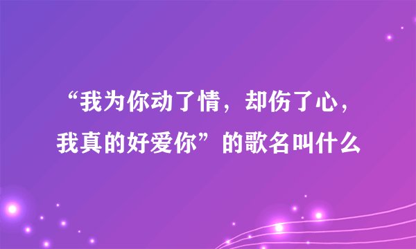 “我为你动了情，却伤了心，我真的好爱你”的歌名叫什么