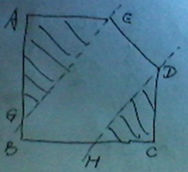 在图上画一条直线使下面的图形划为两个三角形
