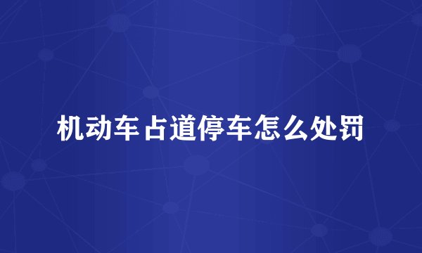 机动车占道停车怎么处罚