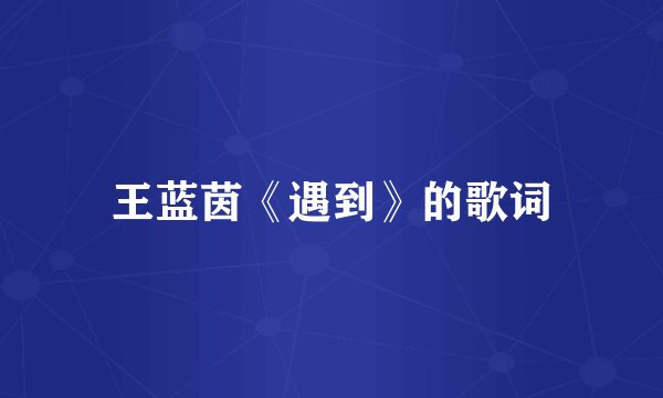 王蓝茵《遇到》的歌词