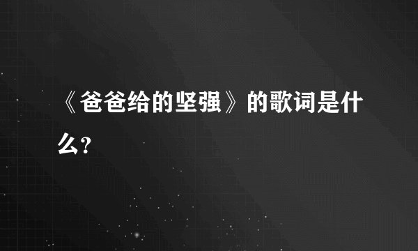 《爸爸给的坚强》的歌词是什么？