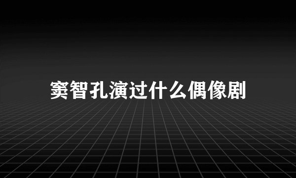窦智孔演过什么偶像剧
