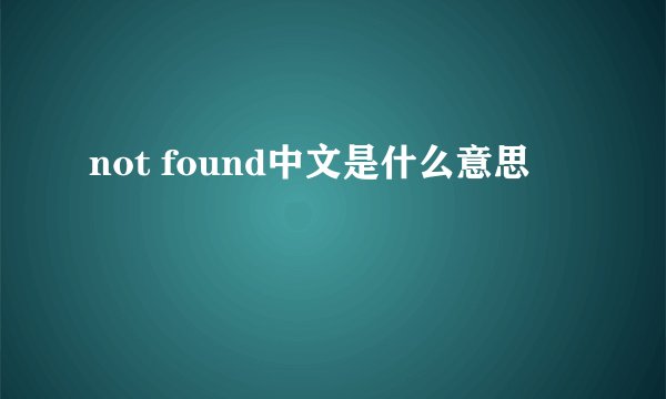 not found中文是什么意思