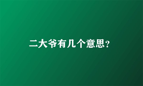 二大爷有几个意思?