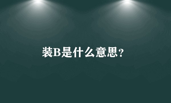 装B是什么意思？